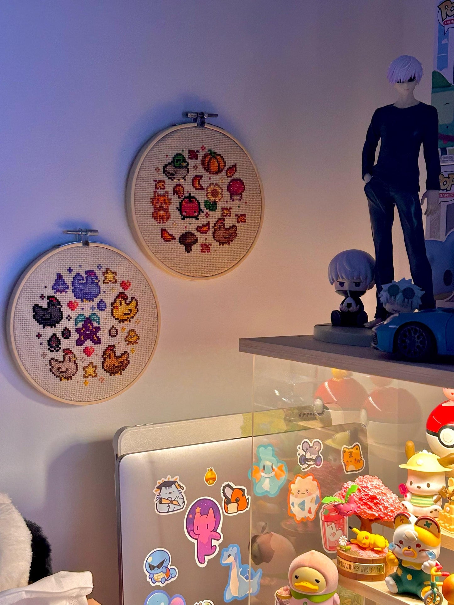 Pink Junimo-Inspired Cross Stitch PDF Pattern – Stardew Valley-Inspired Cosy Pixel Design
