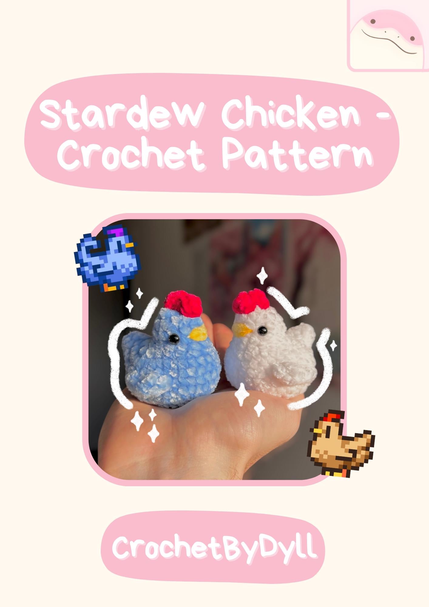 NO-SEW Stardew Chicken PDF Stardew Valley-Inspired Crochet Pattern – Easy Plushie Guide with Photos