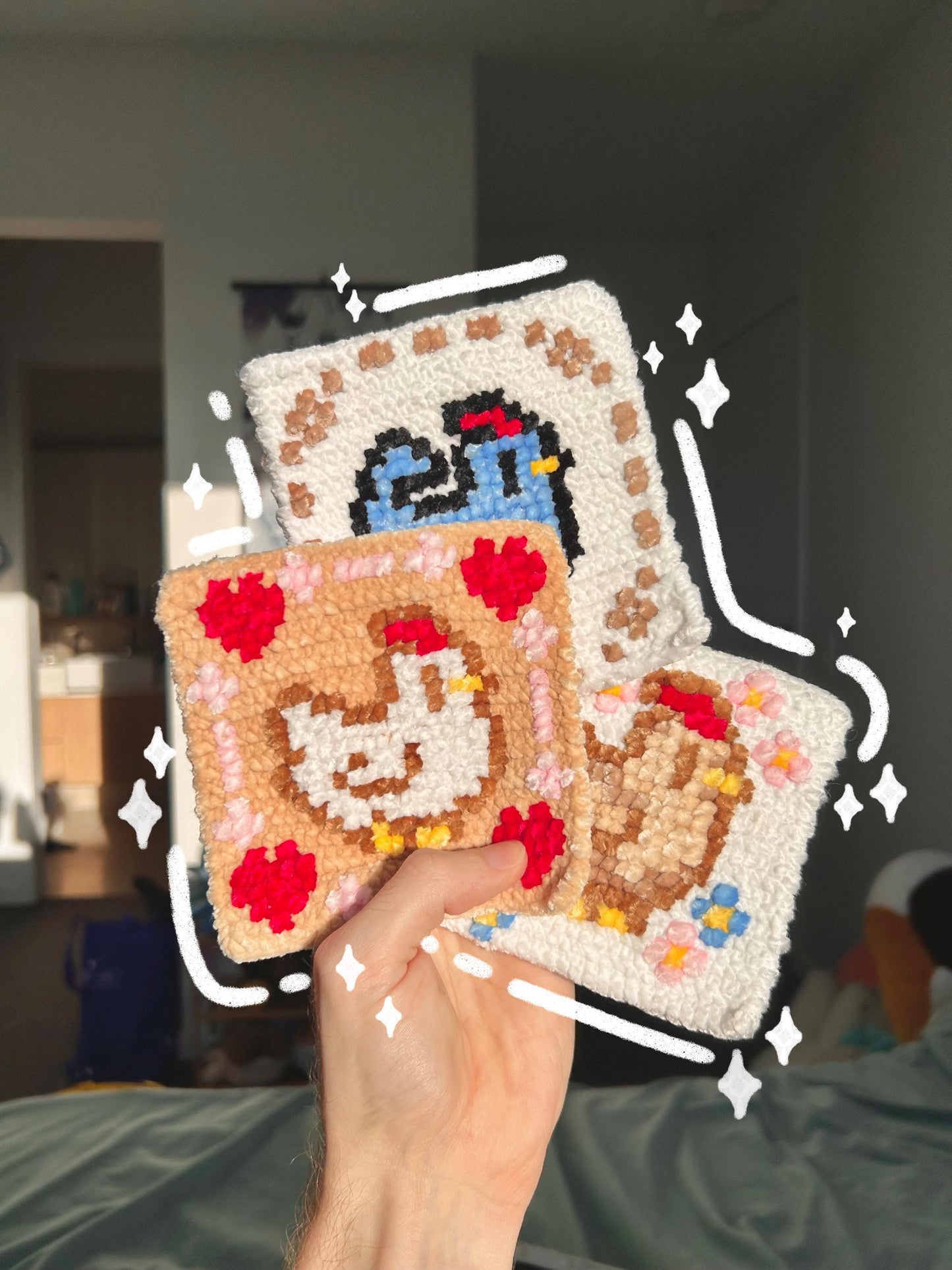 Stardew Valley Chicken Crochet x Cross Stitch Coaster Pattern Bundle (PDF)