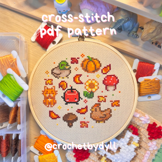 Stardew Valley Fall Cross Stitch PDF Pattern – Cosy Cottagecore Autumn Embroidery