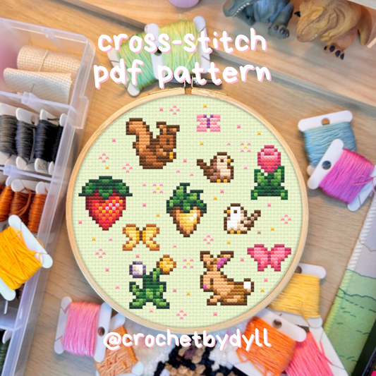 Stardew Valley Spring Cross Stitch PDF Pattern – Cottagecore Spring Decor