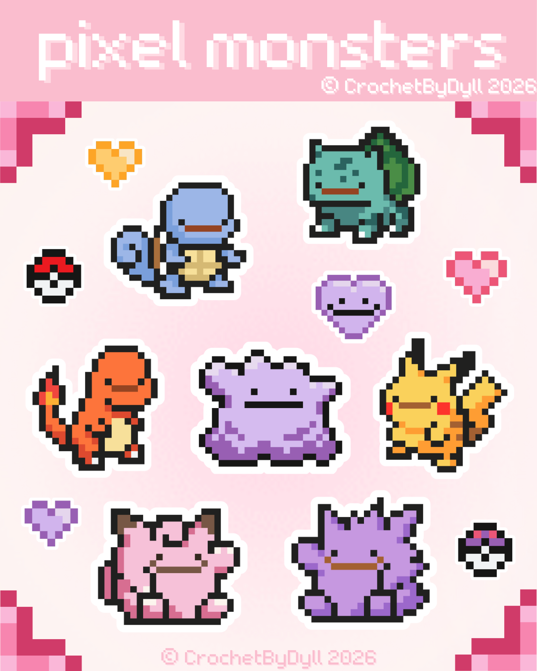 Pixel Monster Sticker Sheet PREORDER