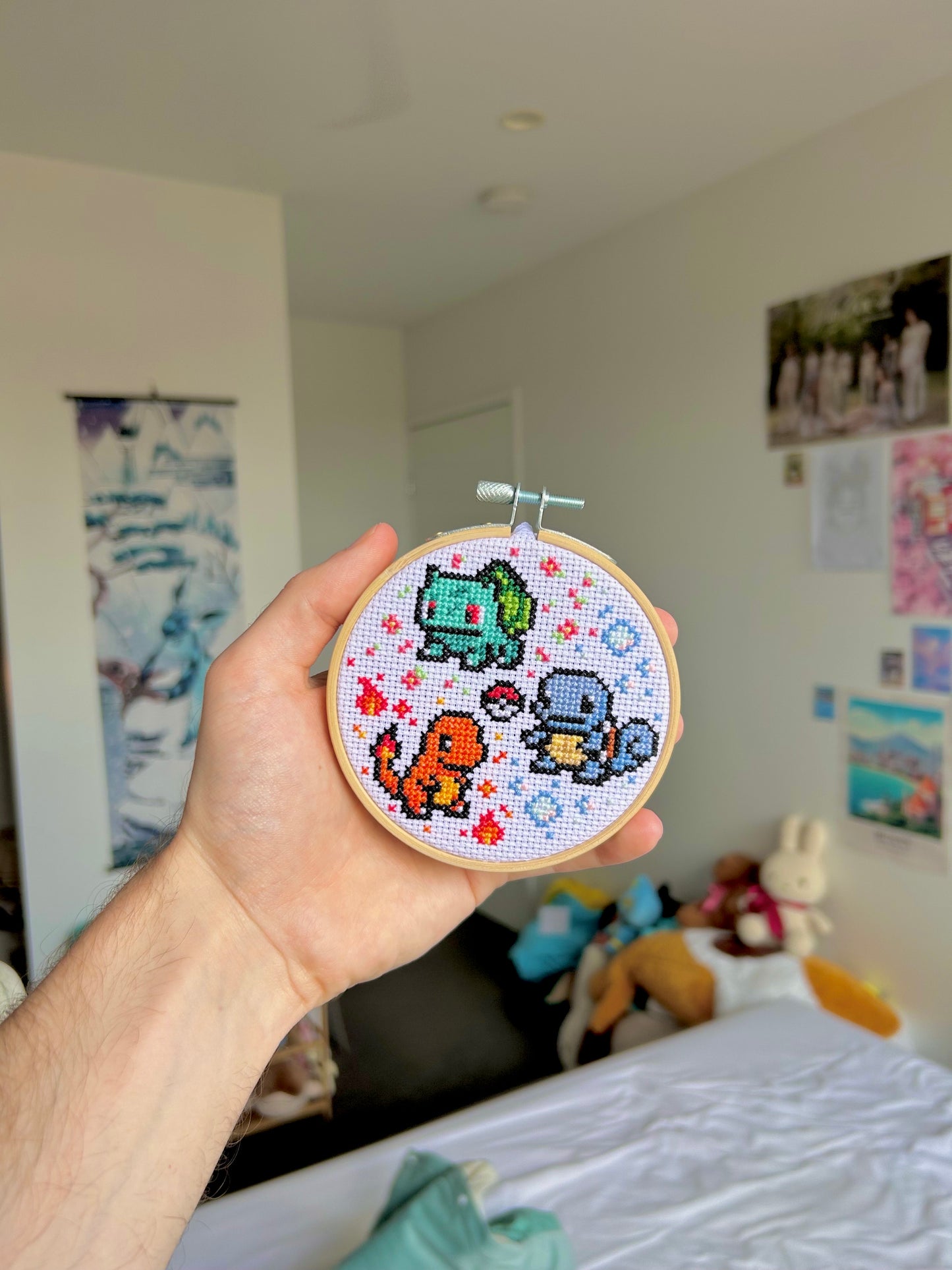 Gen 1 Starter Pokémon-Inspired Cross Stitch Pattern – PDF Download