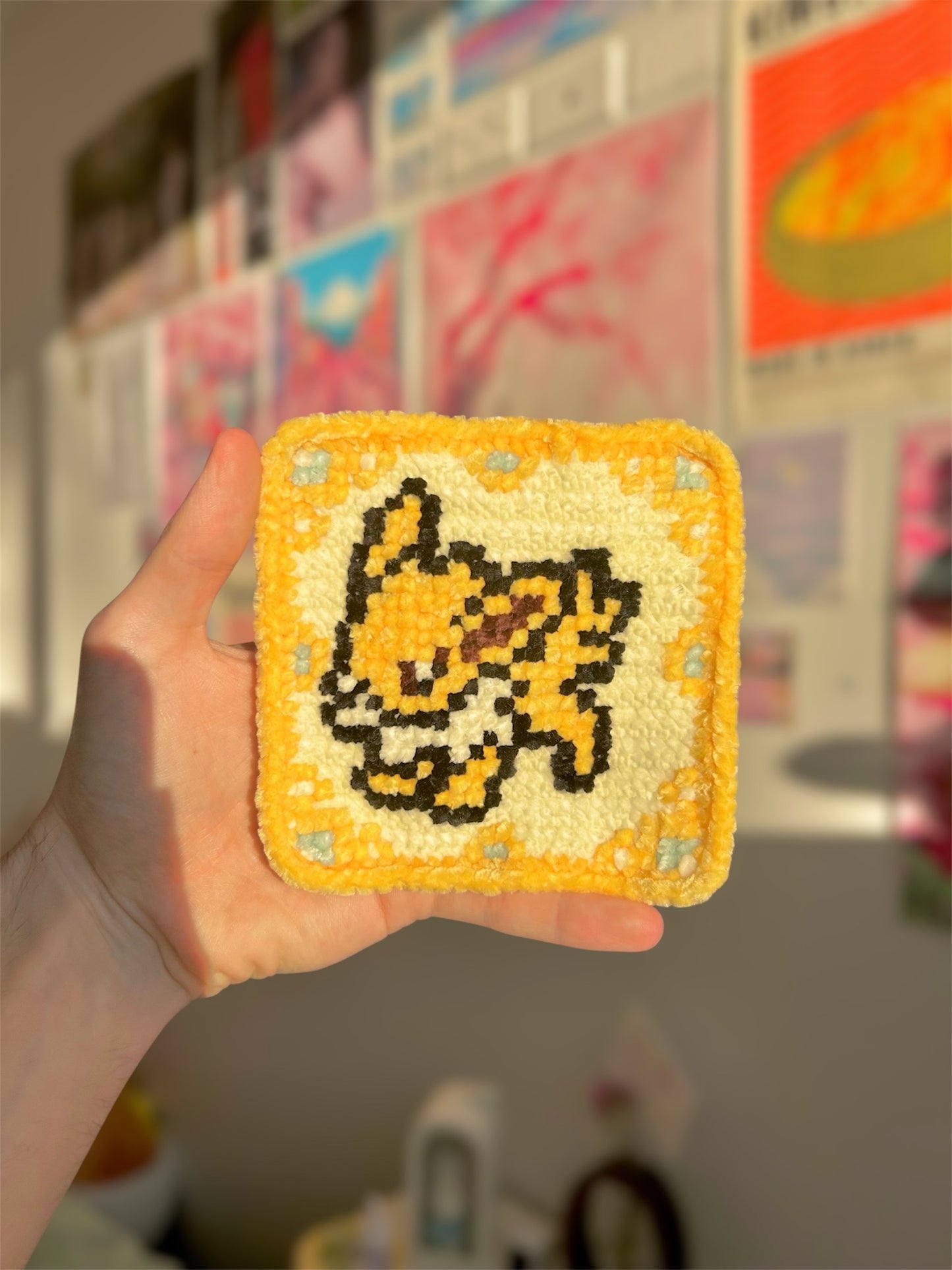 Electric-Type Evolution Crochet x Cross-Stitch Tile Pattern (Jolteon-Inspired)