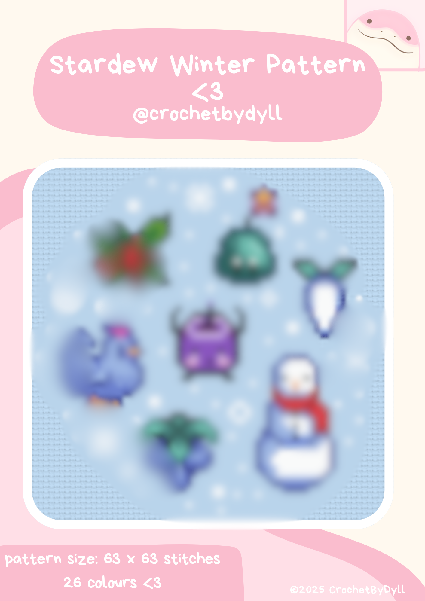 Stardew Valley Winter Cross Stitch PDF Pattern – Snowy Farm Embroidery Design