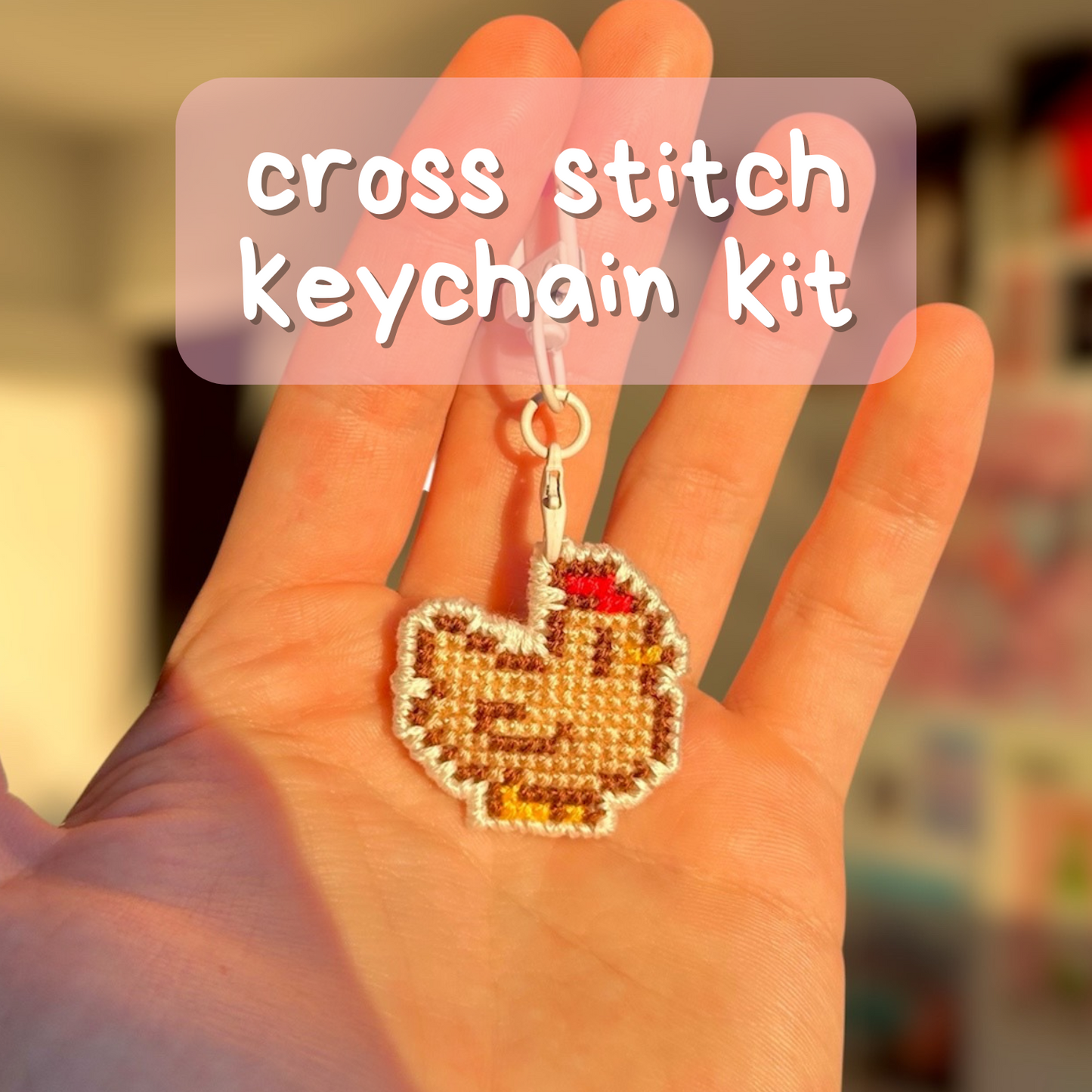 Stardew Chicken Cross Stitch Keychain Kit