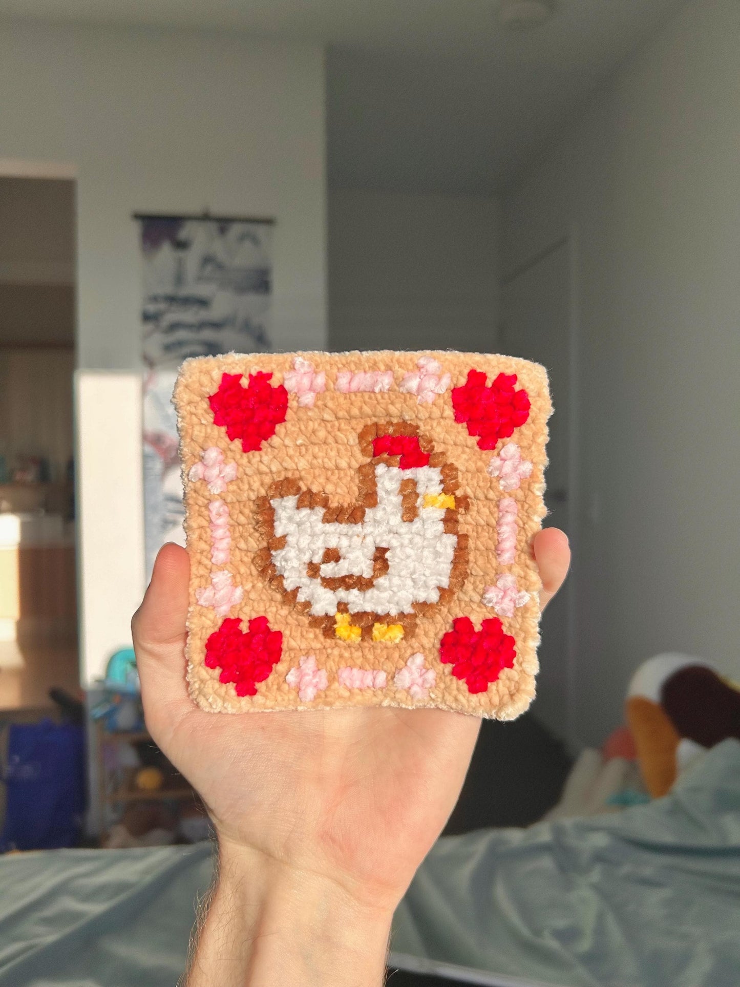 Stardew Valley Chicken Crochet x Cross Stitch Coaster Pattern Bundle (PDF)