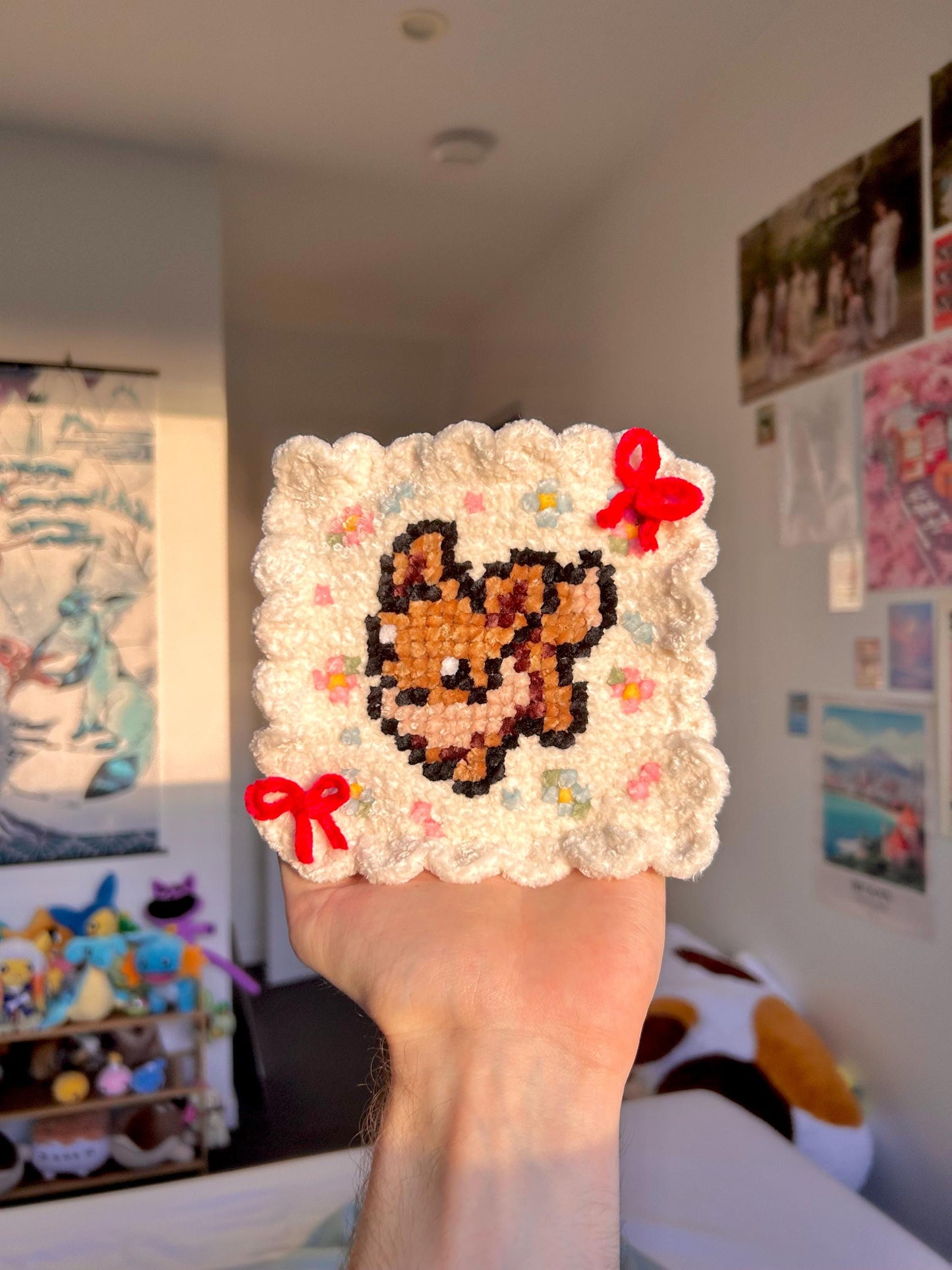 Electric Mouse, Pink Puff and Fox-Inspired Crochet & Cross Stitch Coaster Pattern Bundle – PDF Download
