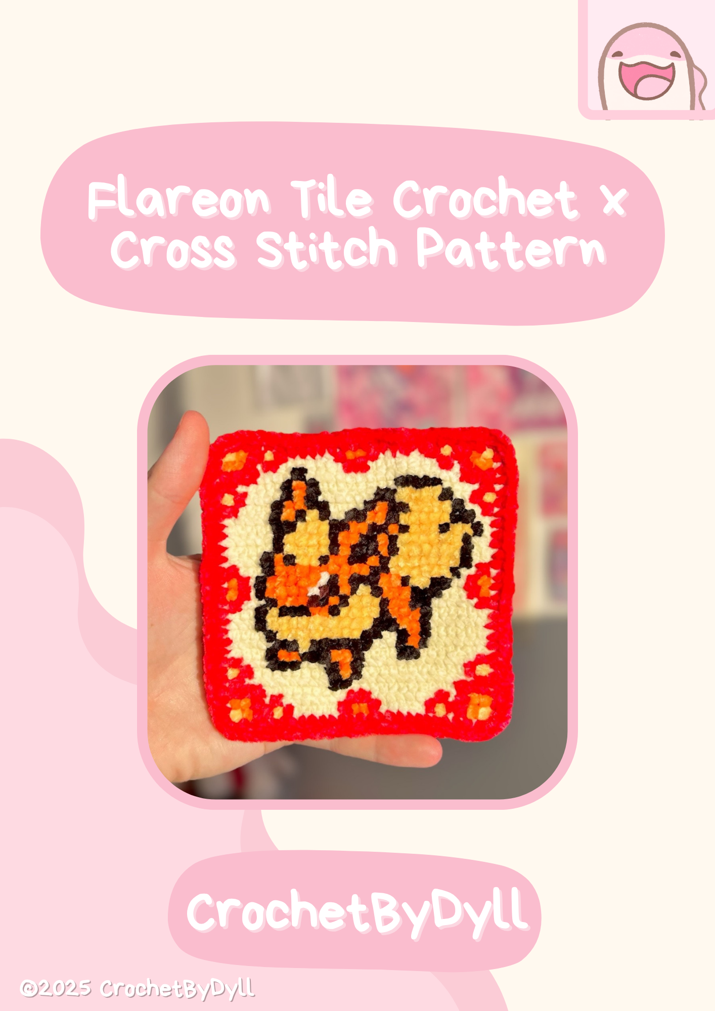 Water, Fire & Electric Evolution Crochet x Cross-Stitch Tile Pattern Bundle (Vaporeon + Flareon + Jolteon Inspired)