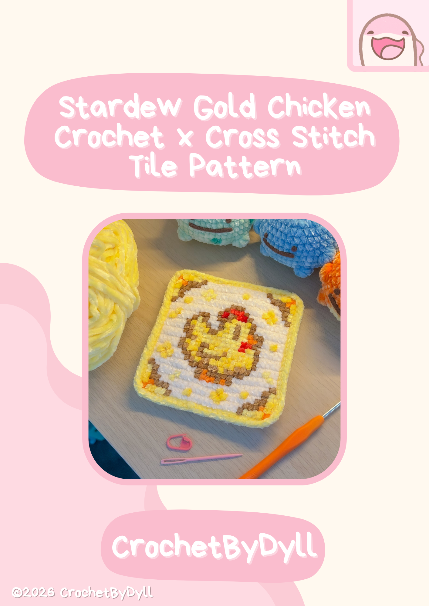 Stardew Gold Chicken Crochet x Cross Stitch Pattern - PixelStitch