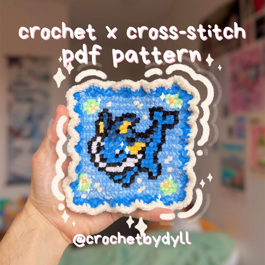Water-Type Evolution Crochet x Cross Stitch Coaster Pattern (PDF)