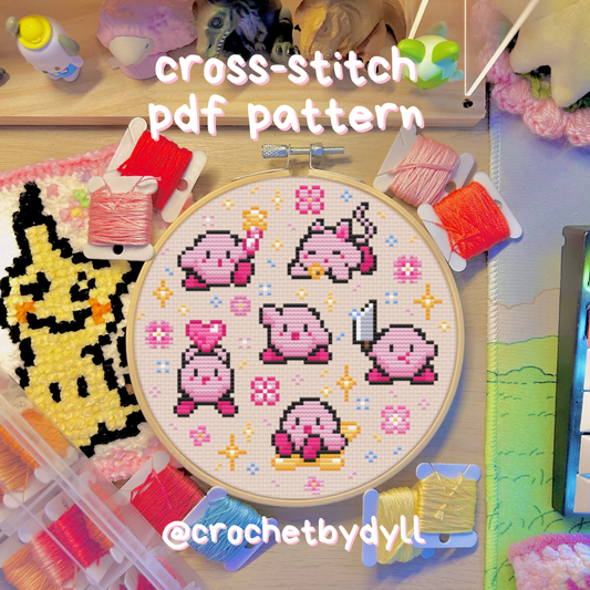 Sakura Kirby-Inspired Cross Stitch Pattern - Cosy Pastel Pixel Design