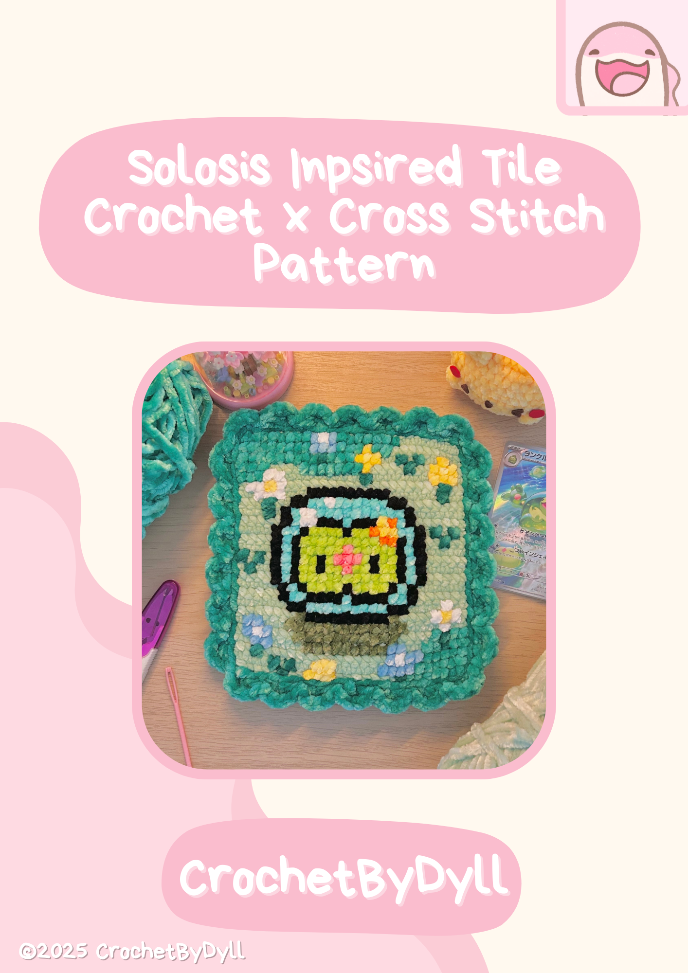 Psychic Cell Ball Buddy Crochet x Cross-Stitch Tile Pattern