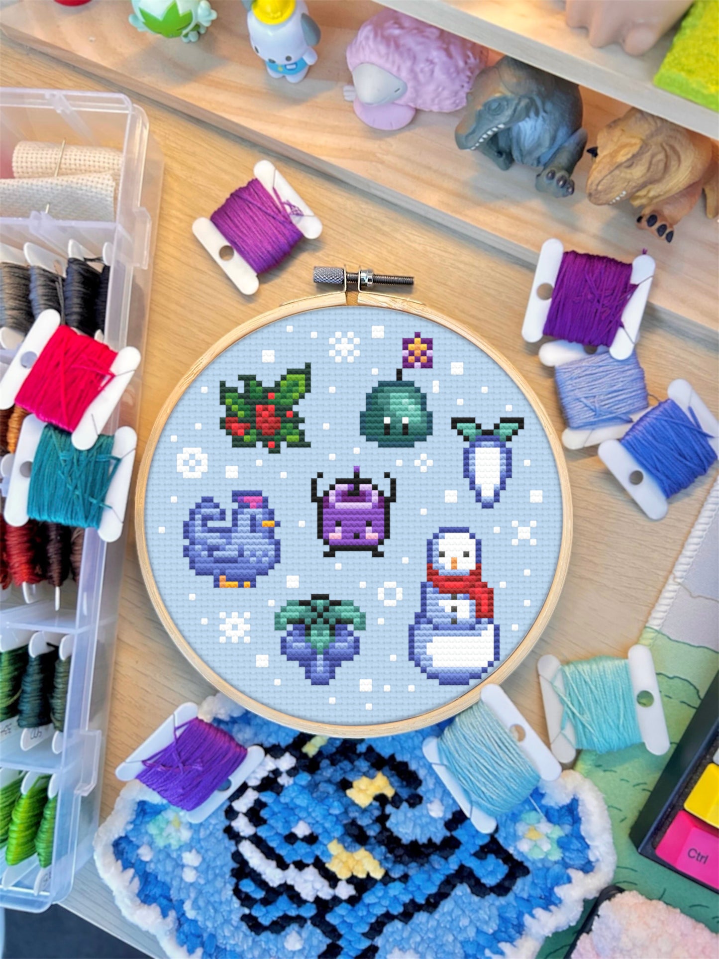 Stardew Valley Winter Cross Stitch PDF Pattern – Snowy Farm Embroidery Design