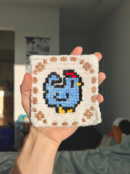 Stardew Valley Chicken Crochet x Cross Stitch Coaster Pattern Bundle (PDF)