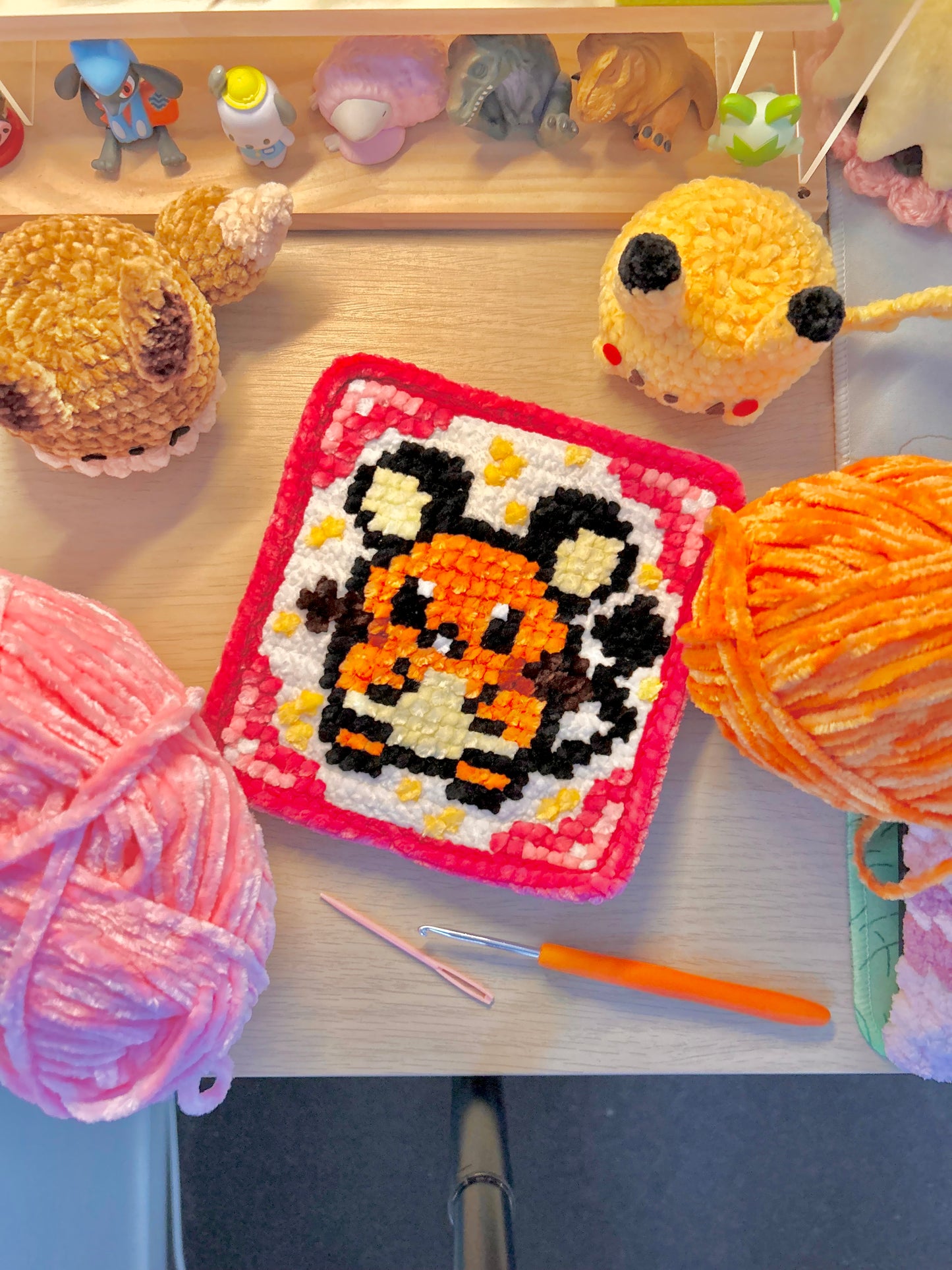 Dedenne-Inspired Crochet x Cross-Stitch Tile Pattern