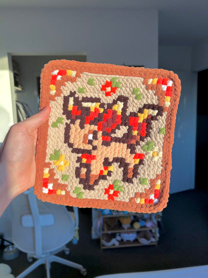Fall Leafeon-Inspired Crochet x Cross-Stitch Pattern