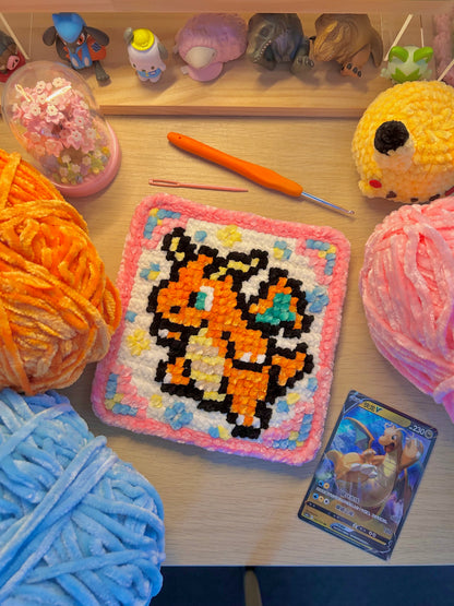 Dragonite-Inspired Crochet x Cross-Stitch Tile Pattern