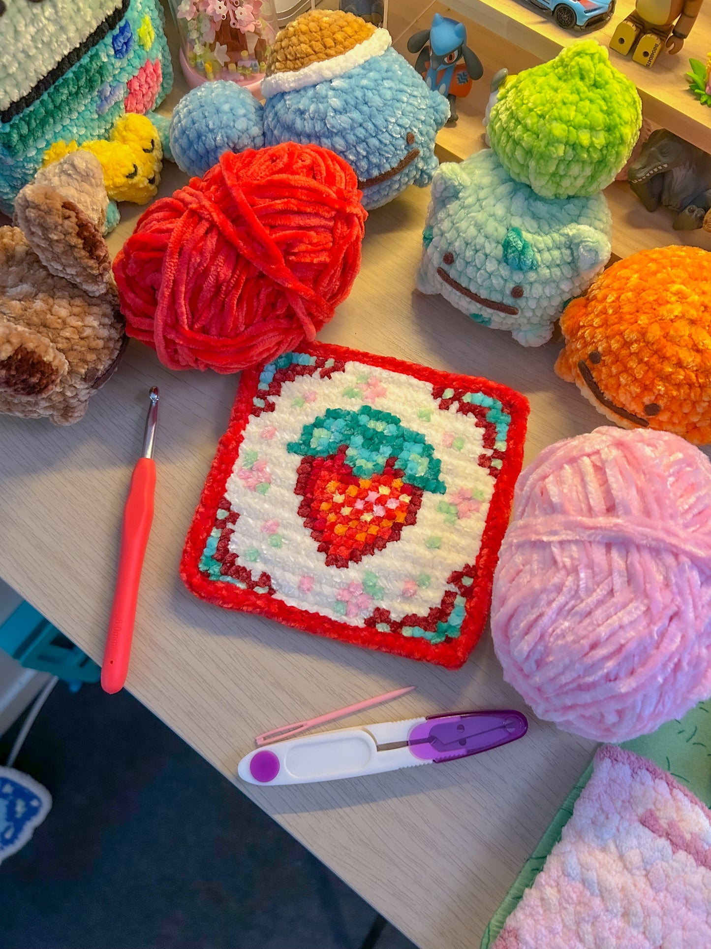 Stardew Strawberry Crochet x Cross Stitch Pattern - PixelStitch