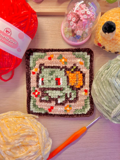 Pumpkasaur Crochet x Cross-Stitch Pattern (Bulbasaur-Inspired)