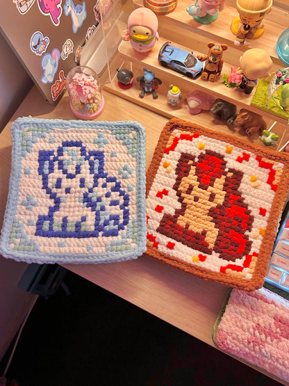 Vulpix-Inspired Crochet x Cross-Stitch Tile Pattern