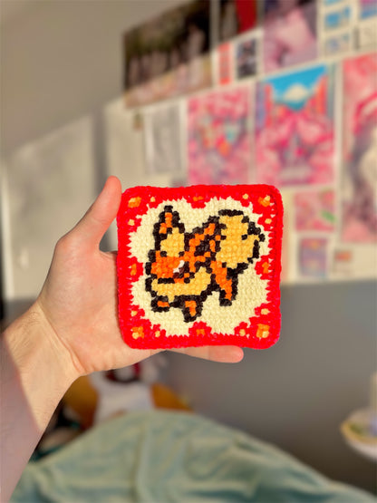 Fire-Type Evolution Crochet x Cross-Stitch Tile Pattern (Flareon-Inspired)