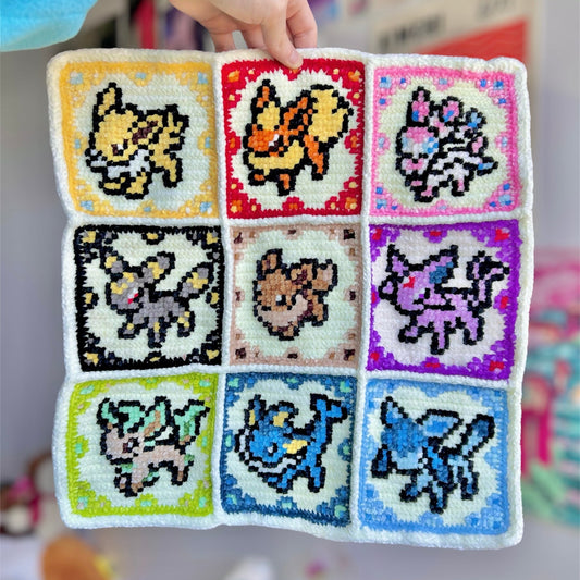 Complete Eeveelution Tile Wall Hanging Pattern – Includes Joining + Border Instructions