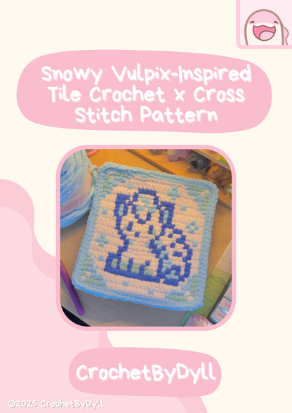 Alolan Vulpix-Inspired Crochet x Cross-Stitch Tile Pattern