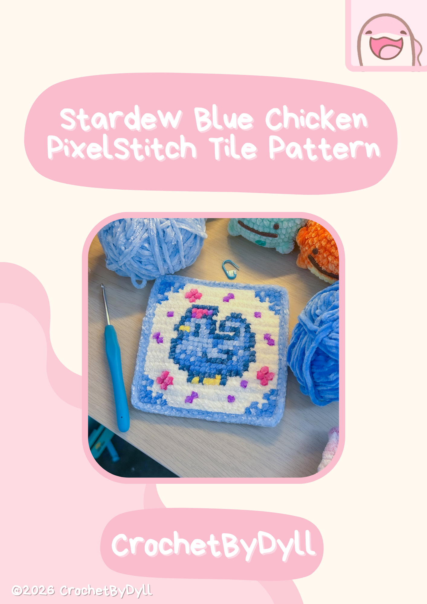 Stardew Blue Chicken Crochet x Cross Stitch Pattern - PixelStitch