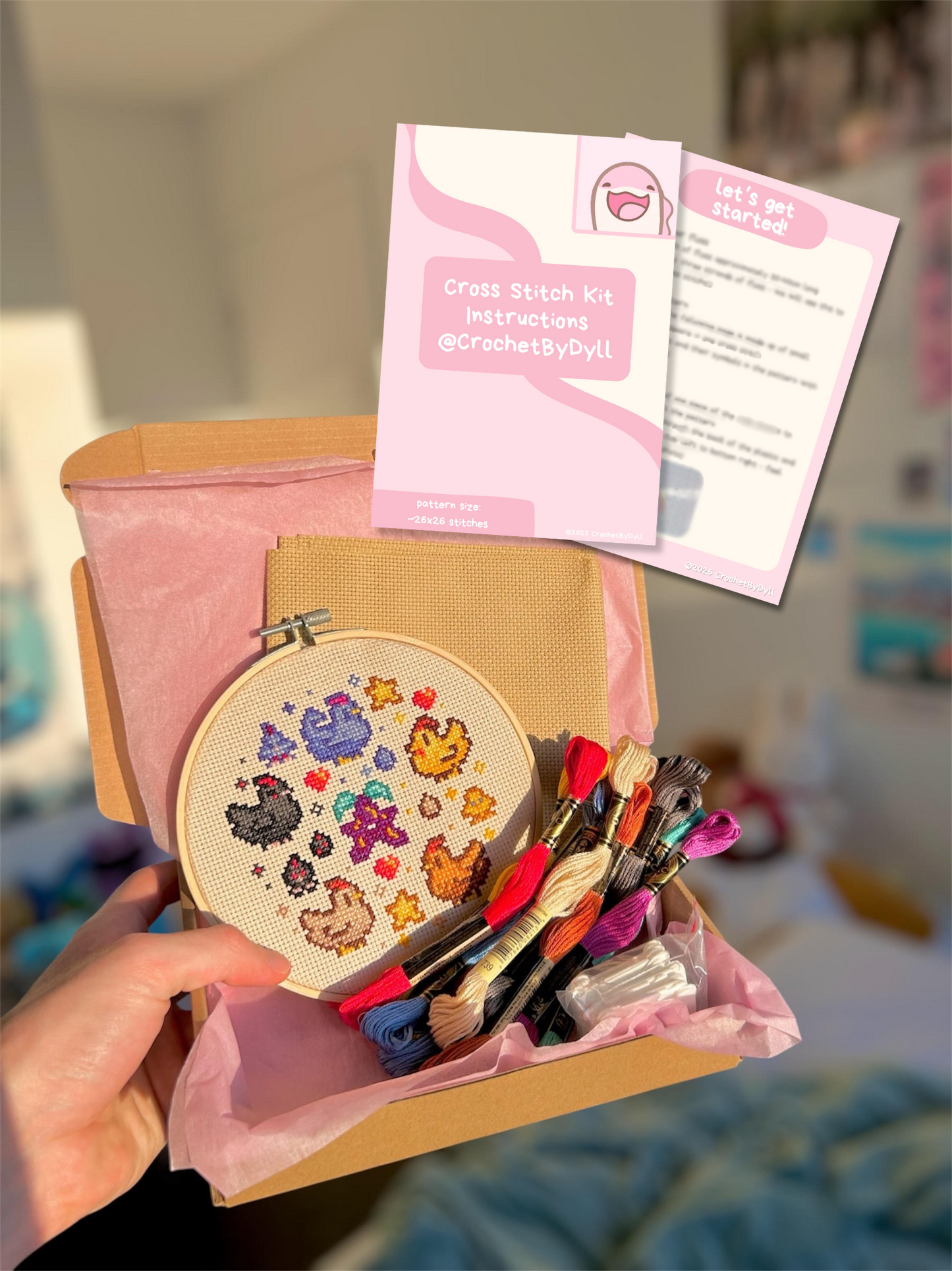 Stardew Chickens Cross Stitch Kit – Wholesome Game-Inspired DIY Craft Set