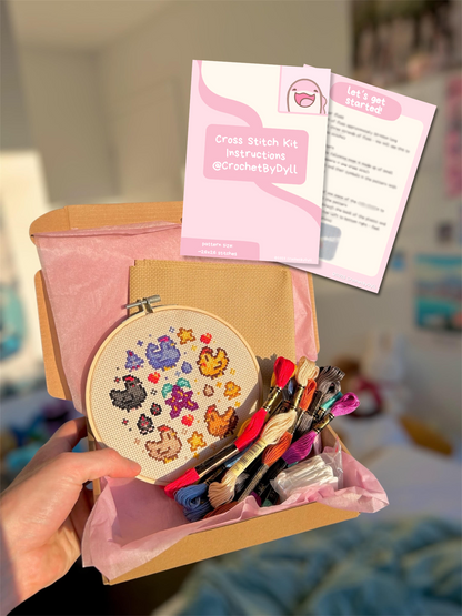 Stardew Chickens Cross Stitch Kit – Wholesome Game-Inspired DIY Craft Set