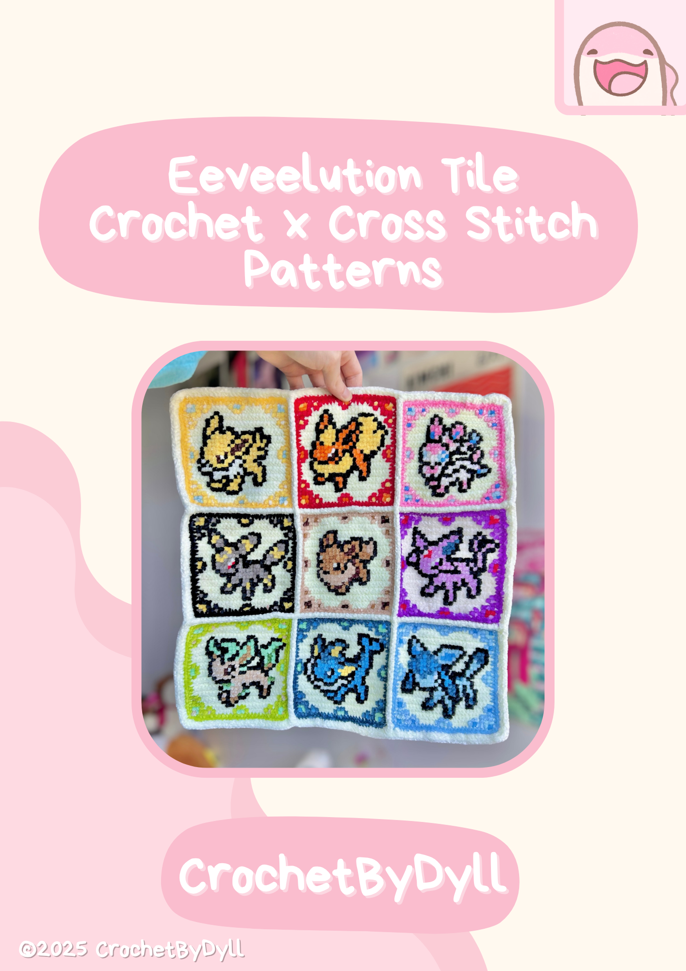 Complete Eeveelution Tile Wall Hanging Pattern – Includes Joining + Border Instructions