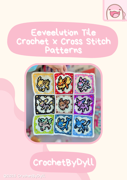 Complete Eeveelution Tile Wall Hanging Pattern – Includes Joining + Border Instructions