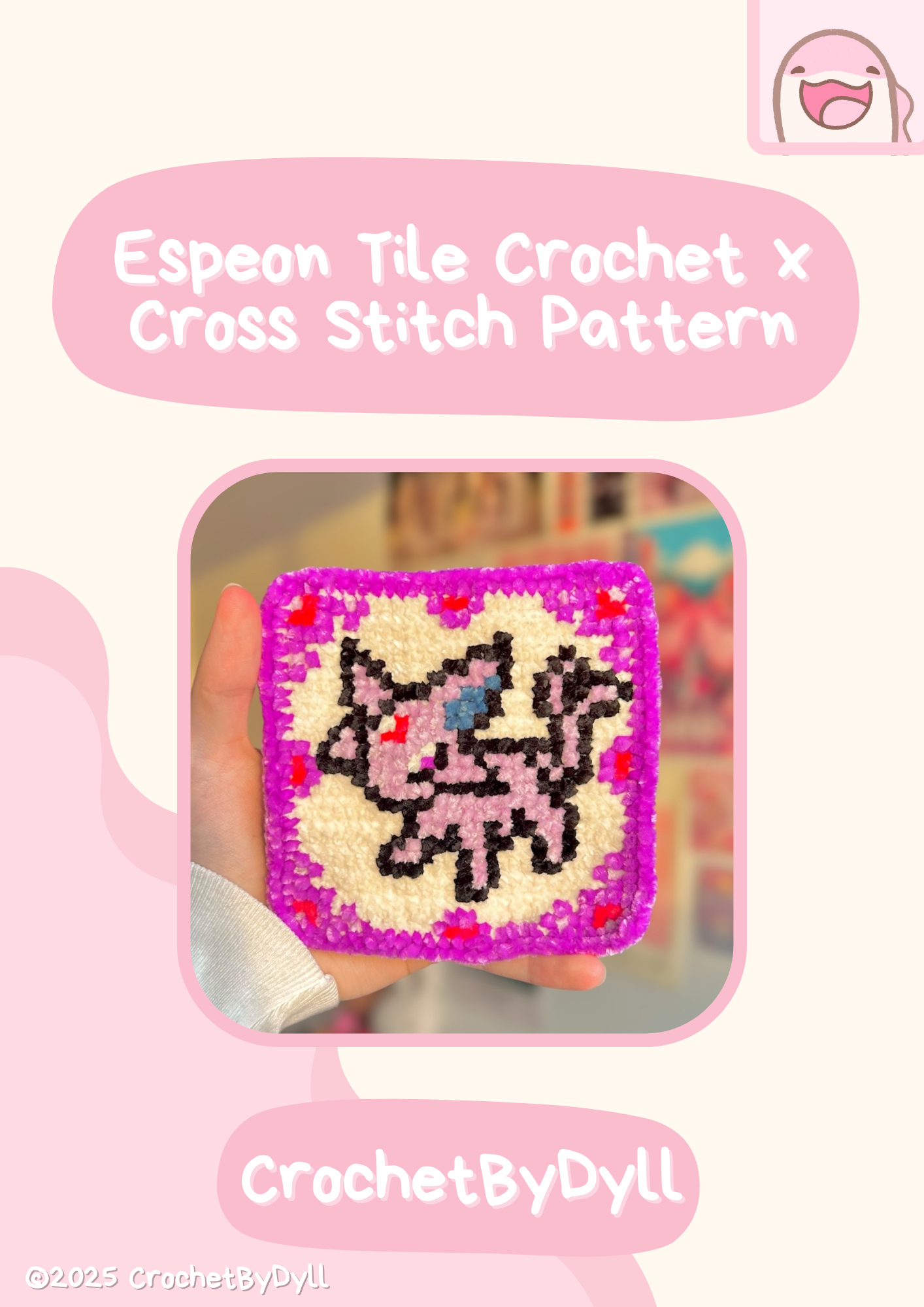Psychic & Dark Evolution Crochet x Cross-Stitch Tile Pattern Bundle (Espeon + Umbreon Inspired)