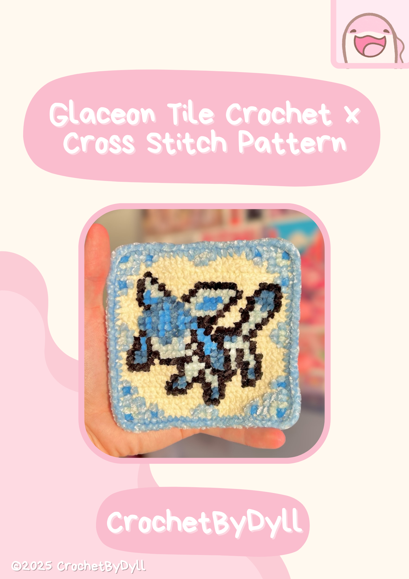 Ice & Grass Evolution Crochet x Cross-Stitch Tile Pattern Bundle (Glaceon + Leafeon Inspired)
