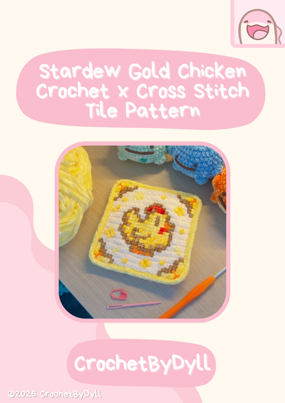 Stardew Gold Chicken Crochet x Cross Stitch Pattern - PixelStitch