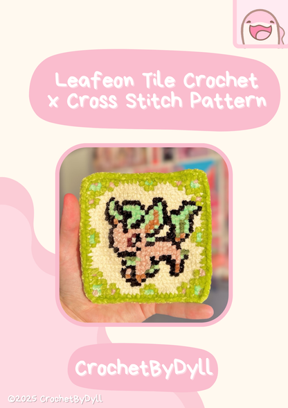 Ice & Grass Evolution Crochet x Cross-Stitch Tile Pattern Bundle (Glaceon + Leafeon Inspired)