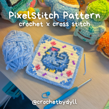 Stardew Blue Chicken Crochet x Cross Stitch Pattern - PixelStitch
