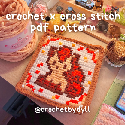 Vulpix-Inspired Crochet x Cross-Stitch Tile Pattern