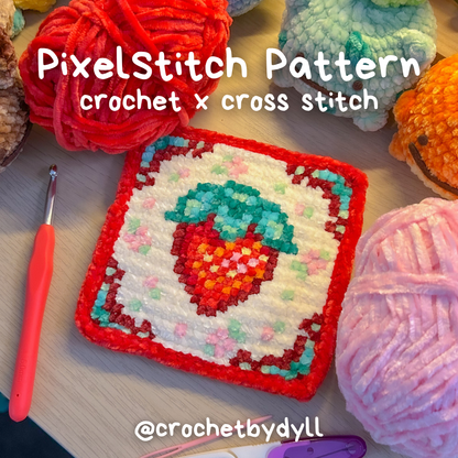 Stardew Strawberry Crochet x Cross Stitch Pattern - PixelStitch