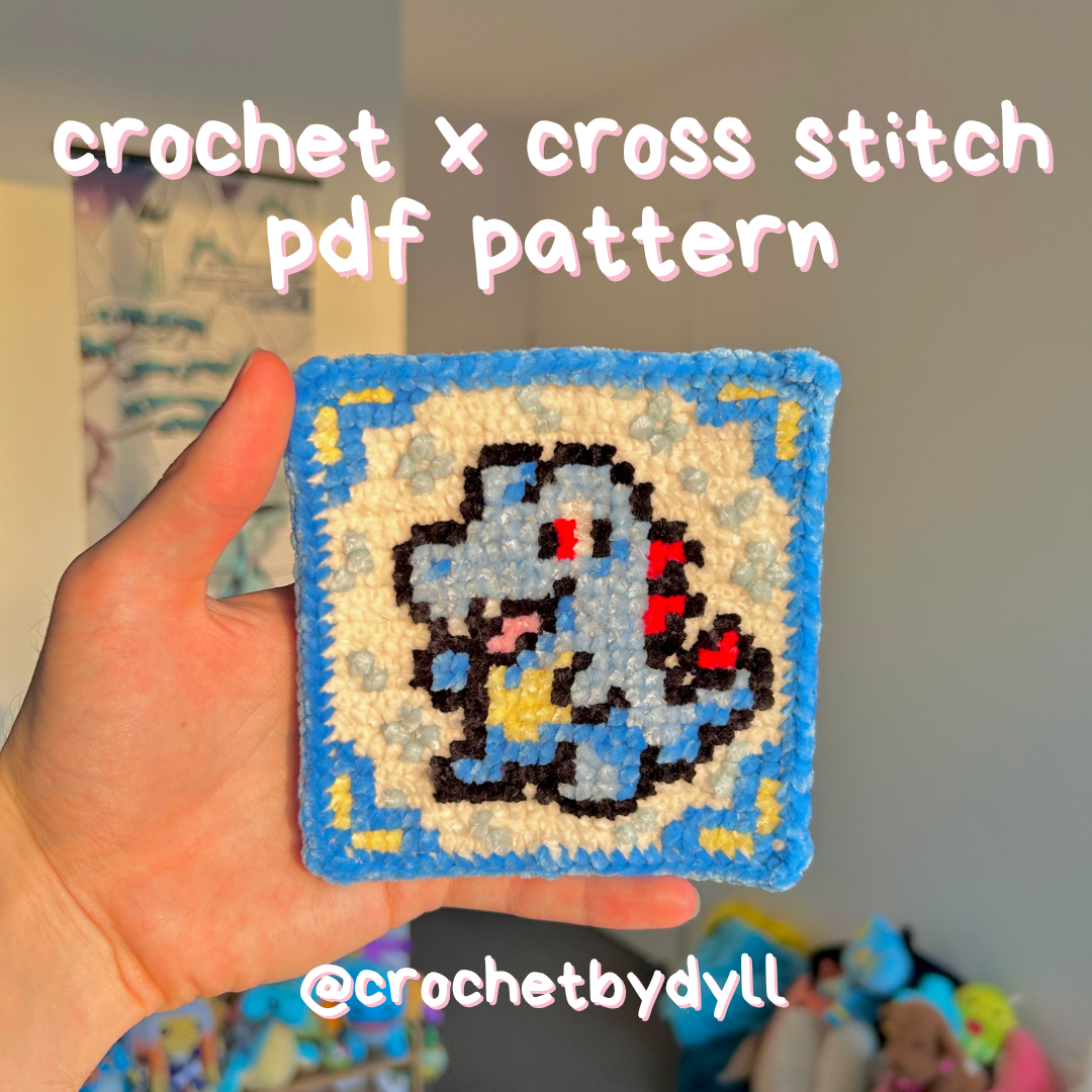 Totodile-Inspired Water-Type Crochet x Cross-Stitch Pattern