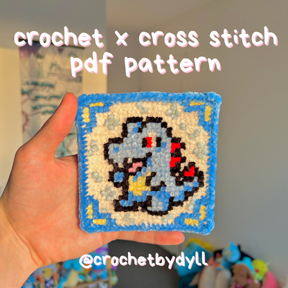 Totodile-Inspired Water-Type Crochet x Cross-Stitch Pattern
