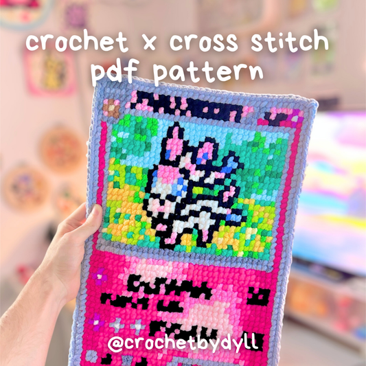 Fairy Fox PokéCard Crochet x Cross-Stitch Pattern – Trading Card Design