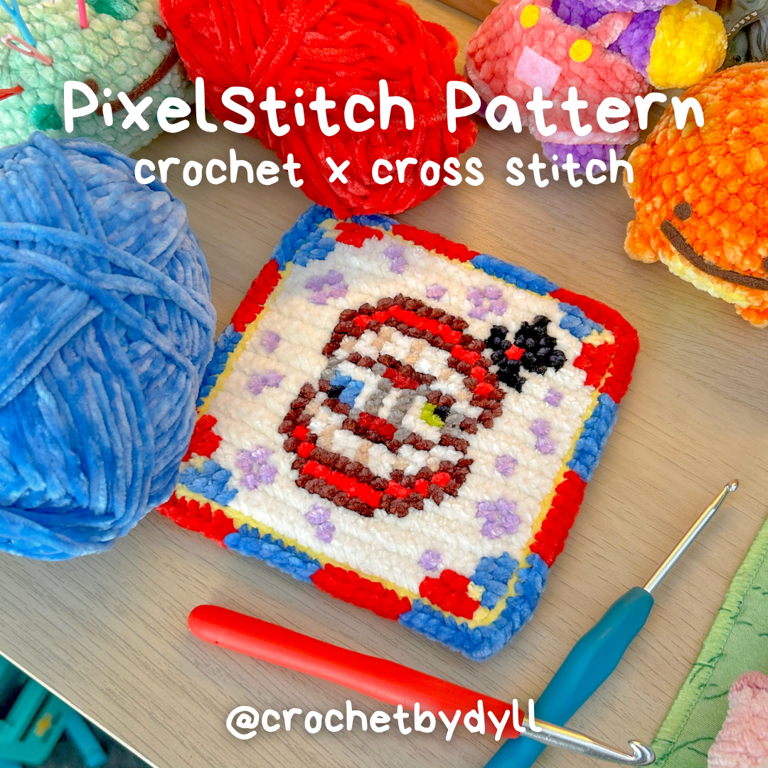 Caine-Inspired Crochet x Cross Stitch Pattern - The Amazing Digital Circus Fan Art PixelStitch Pattern