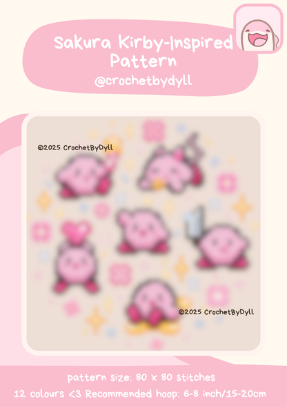 Sakura Kirby-Inspired Cross Stitch Pattern - Cosy Pastel Pixel Design