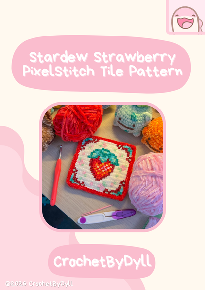 Stardew Strawberry Crochet x Cross Stitch Pattern - PixelStitch