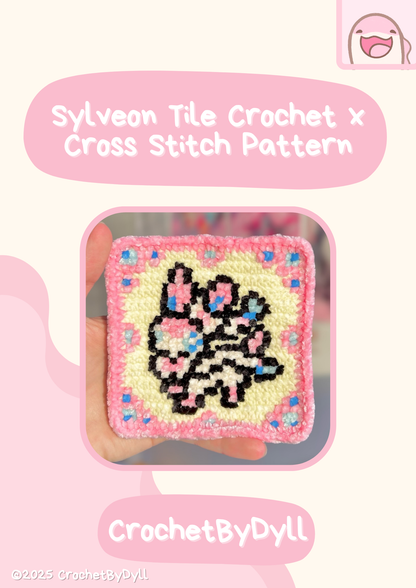 Normal & Fairy Evolution Crochet x Cross-Stitch Tile Pattern Bundle (Eevee + Sylveon Inspired)