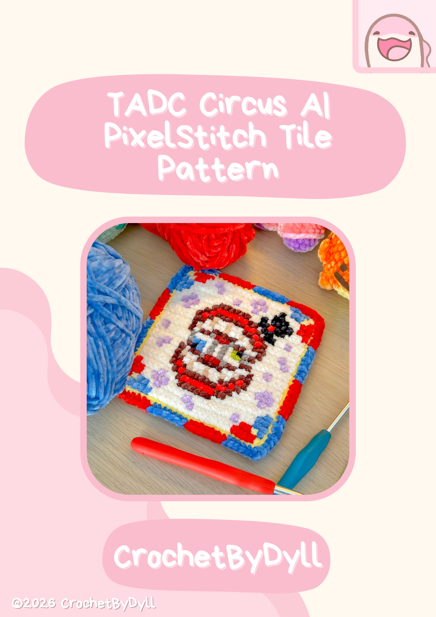 Caine-Inspired Crochet x Cross Stitch Pattern - The Amazing Digital Circus Fan Art PixelStitch Pattern
