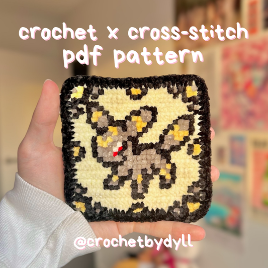Dark-Type Evolution Crochet x Cross-Stitch Tile Pattern (Umbreon-Inspired)