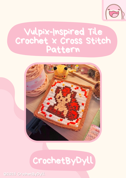 Vulpix-Inspired Crochet x Cross-Stitch Tile Pattern